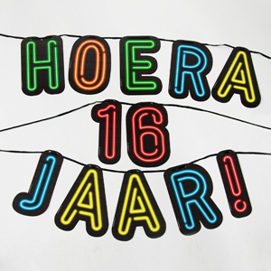 Neon slinger - Hoera 16 jaar! Neon slinger - Hoera 16 jaar!